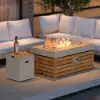 Picture of Tevara 100cm Propane Gas Fire Pit Table with Glass Propane Gas Tank Cover Table Set of 2 – AUD-H2905