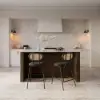 Mid-Century 72" Glossy Sintered Stone Kitchen Island with Storage, Smoky Brown