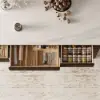 Mid-Century 72" Glossy Sintered Stone Kitchen Island with Storage, Smoky Brown