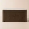 Mid-Century 72" Glossy Sintered Stone Kitchen Island with Storage, Smoky Brown