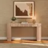 Aura 60" Ash Wood Fluted Whitewash Console Table With Sintered Stone Top