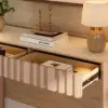 Aura 60" Ash Wood Fluted Whitewash Console Table With Sintered Stone Top