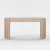 Aura 60" Ash Wood Fluted Whitewash Console Table With Sintered Stone Top