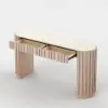 Aura 60" Ash Wood Fluted Whitewash Console Table With Sintered Stone Top