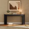 Aura 60" Ash Wood Fluted Black Console Table With Sintered Stone Top