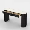 Aura 60" Ash Wood Fluted Black Console Table With Sintered Stone Top