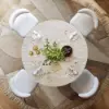 Aura 47" Round Natural Faux Travertine Sintered Stone Dining Table, Fluted Base, Seats 4