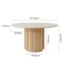 Aura 47" Round Natural Faux Travertine Sintered Stone Dining Table, Fluted Base, Seats 4