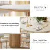 Aura 47" Round Natural Faux Travertine Sintered Stone Dining Table, Fluted Base, Seats 4