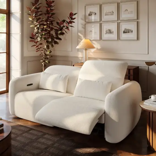 227 cm 2-Seater Chenille Zero Gravity Power Reclining Sofa with Pillows & USB Port
