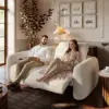 227 cm 2-Seater Chenille Zero Gravity Power Reclining Sofa with Pillows & USB Port