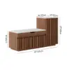 Aura 47” Walnut Wooden Shoe Storage Bench with Right-Side Cabinet for Entryway