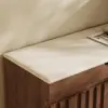 Aura 47” Walnut Wooden Shoe Storage Bench with Right-Side Cabinet for Entryway
