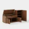 Aura 47” Walnut Wooden Shoe Storage Bench with Right-Side Cabinet for Entryway