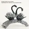 Swan Couple Resin Sculpture in Black & Silver for Home Table Decor
