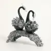 Swan Couple Resin Sculpture in Black & Silver for Home Table Decor