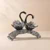 Swan Couple Resin Sculpture in Black & Silver for Home Table Decor