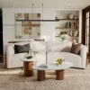 18"-47" Round Concrete Veneer Walnut Coffee Table Set