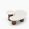 18"-47" Round Concrete Veneer Walnut Coffee Table Set