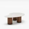 18"-47" Round Concrete Veneer Walnut Coffee Table Set