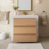 92cm Single Bathroom Vanity with Ceramic Sink, Sintered Stone Top