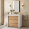92cm Single Bathroom Vanity with Ceramic Sink, Sintered Stone Top