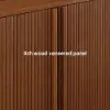 Lineva Mid Century 64" Walnut Wood Fluted Sideboard with Storage & Adjustable Shelves