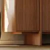 Lineva Mid Century 64" Walnut Wood Fluted Sideboard with Storage & Adjustable Shelves