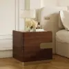 Hovra 2-Drawer Nightstand with Charging Station & Travertine Sintered Stone Top
