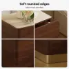 Hovra 2-Drawer Nightstand with Charging Station & Travertine Sintered Stone Top