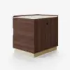 Hovra 2-Drawer Nightstand with Charging Station & Travertine Sintered Stone Top
