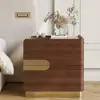 Horva 2-Drawer Nightstand with Charging Station & Travertine Sintered Stone Top