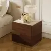 Horva 2-Drawer Nightstand with Charging Station & Travertine Sintered Stone Top