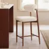 Modern Walnut Boucle Counter Stool with Wooden Legs, 1 Piece
