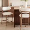 Modern Walnut Boucle Counter Stool with Wooden Legs, 1 Piece