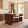 Modern Walnut Boucle Counter Stool with Wooden Legs, 1 Piece