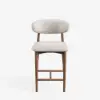 Modern Walnut Boucle Counter Stool with Wooden Legs, 1 Piece
