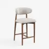 Modern Walnut Boucle Counter Stool with Wooden Legs, 1 Piece