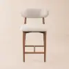 Modern Walnut Boucle Counter Stool with Wooden Legs, 1 Piece