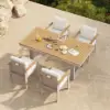 Tevara 6-Person Rectangle Teak & Aluminium Outdoor Patio Dining Table in Sand