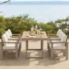 Tevara 6-Person Rectangle Teak & Aluminium Outdoor Patio Dining Table in Sand