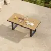 Tevara 6-Person Rectangle Teak & Aluminium Outdoor Patio Dining Table in Dark Gray