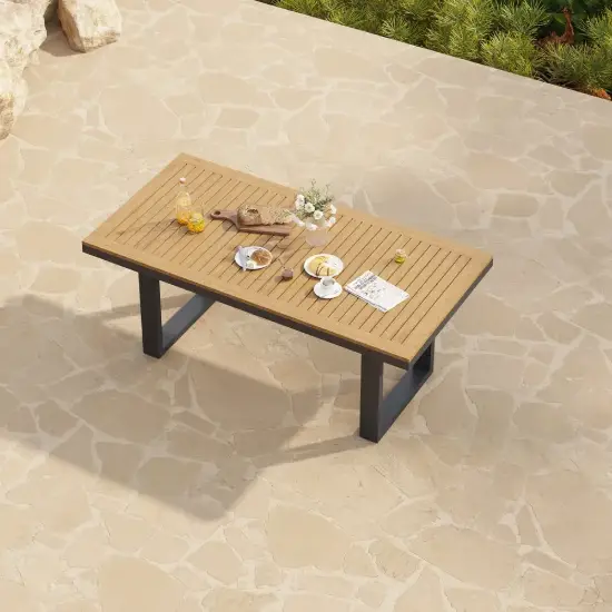 Tevara 6-Person Rectangle Teak & Aluminium Outdoor Patio Dining Table in Dark Gray