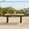 Tevara 6-Person Rectangle Teak & Aluminium Outdoor Patio Dining Table in Dark Gray