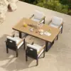 Tevara 6-Person Rectangle Teak & Aluminium Outdoor Patio Dining Table in Dark Gray