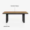 Tevara 6-Person Rectangle Teak & Aluminium Outdoor Patio Dining Table in Dark Gray
