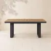 Tevara 6-Person Rectangle Teak & Aluminium Outdoor Patio Dining Table in Dark Gray