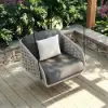 Cocaro Outdoor Rope Weave Aluminium Swing Chair with Cushion for 1 in Grey