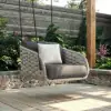 Cocaro Outdoor Rope Weave Aluminium Swing Chair with Cushion for 1 in Grey