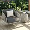 Cocaro Outdoor Rope Weave Aluminium Swing Chair with Cushion for 1 in Grey